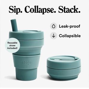 Stojo mint blue reusable cup & Activated Eco silicone baking sheets set of 2